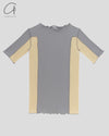 BASERANGE Ruffled Ribbed Cotton T-shirt BAS-TTO3-RB-SP25-HDJLMJH Bowknot Blue/Hen Yellow TTO3-RB-000